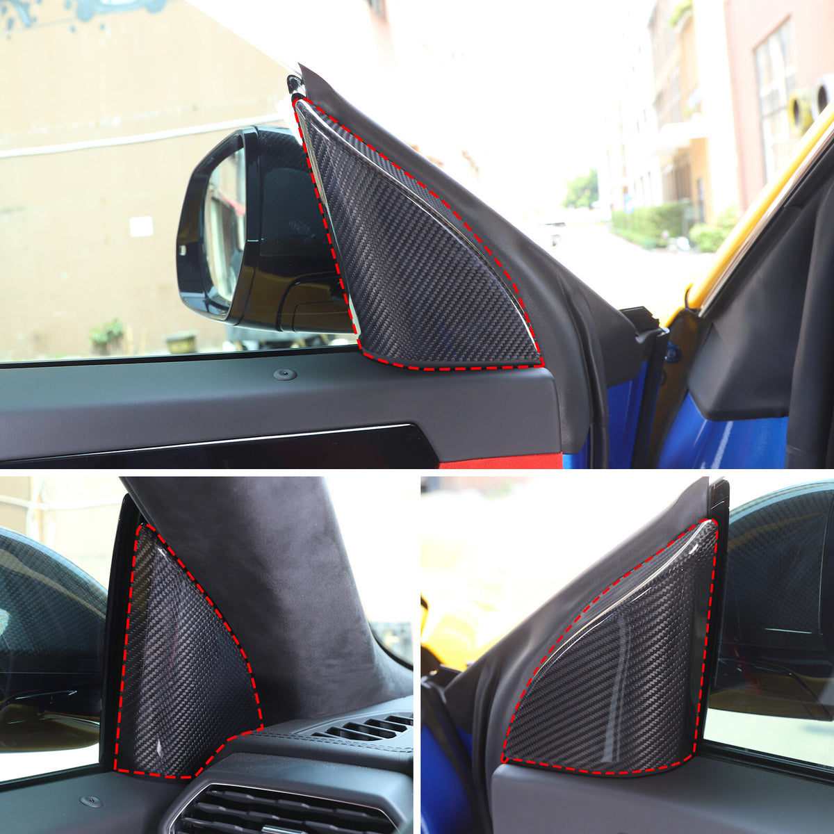 Matte Real Carbon Fiber Inner A-pillar Cover Trim For Lamborghini URUS 2018-2023 12