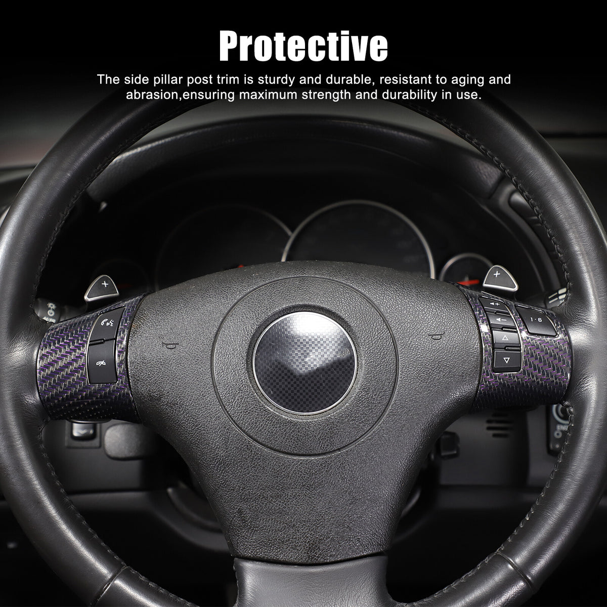 Real Carbon Fiber Steering Wheel Button Cover Trim For Corvette C6 2005-2013 5