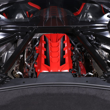 Red Engine Bay Panel Cover Trim in Edge Black For Corvette Coupe C8 2020-2026 US 24