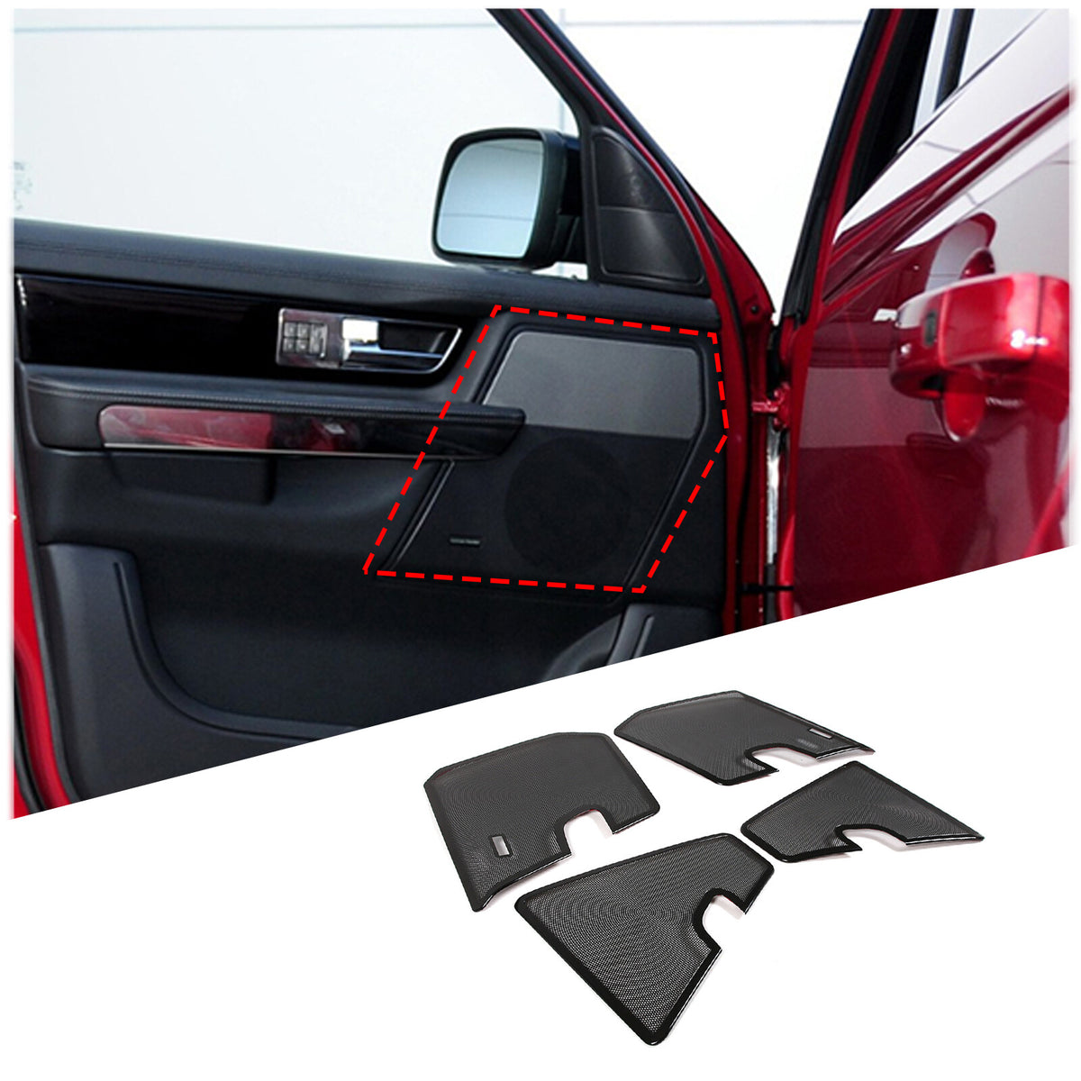Matte Black Stainless Door Speaker Mesh Cover For Range Rover Sport 2010-2013 3