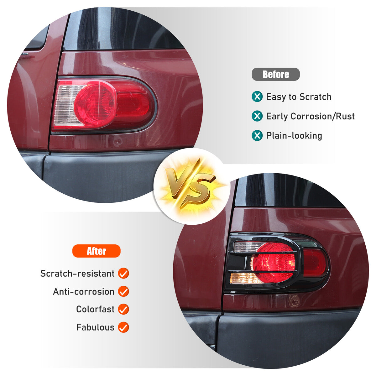 Piano Glossy Black ABS Tail Light Cover Trim For Toyota FJ Cruiser 2007-2021 US 13