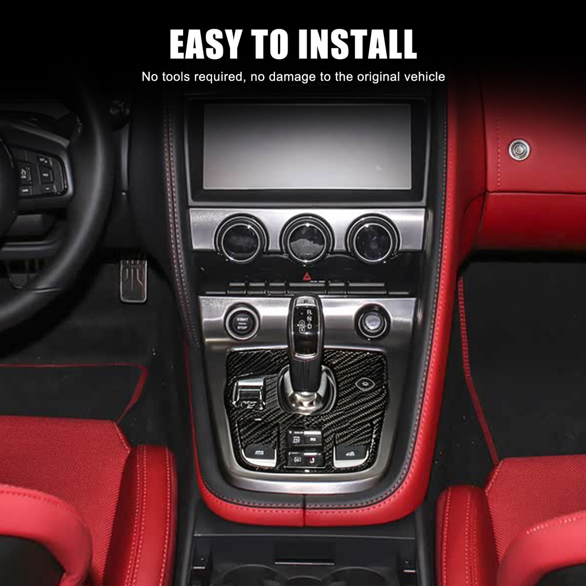 Real Carbon Fiber Center Gear Trim For Jaguar F‑TYPE Convertible X152 2013+ 6