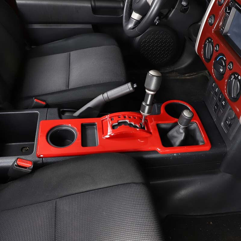 Red Gear Shift Water Cup Panel Cover Trim For Toyota FJ Cruiser 07-21 3