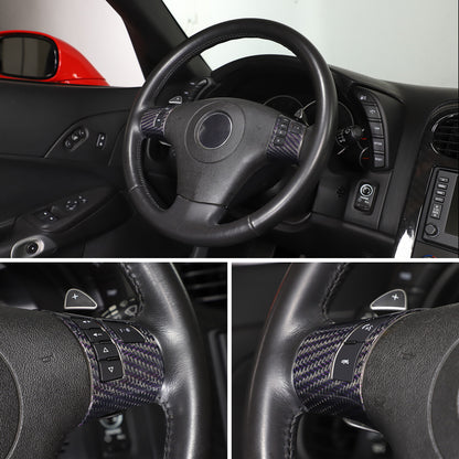 Real Carbon Fiber Steering Wheel Button Cover Trim For Corvette C6 2005-2013 4