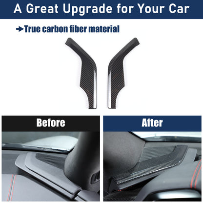 Real Carbon Fiber Dashboard Side Console Pitched Horn Cover For Corvette C8 20+ 5