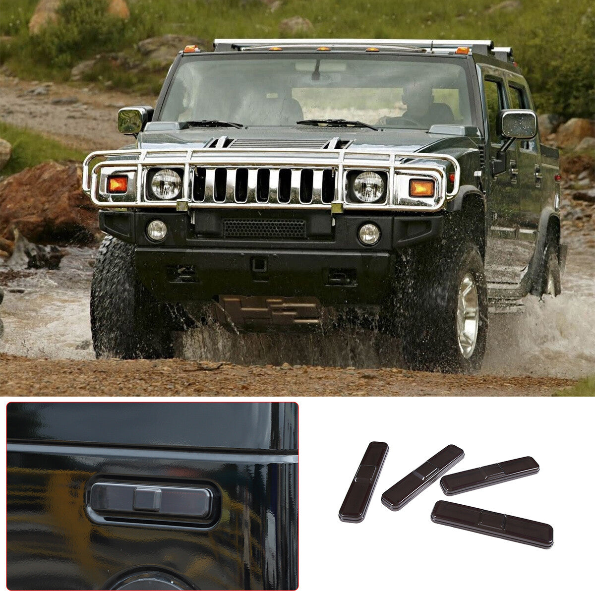 18pcs Smoked Front Rear Side Tail Light Roof Light Trim Cover For Hummer H2 34