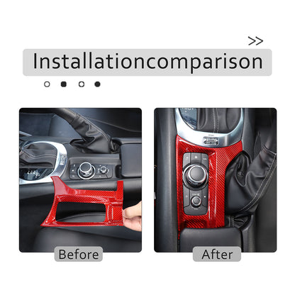Red Real Carbon fiber Center Multimedia Panel Cover Trim For Mazda MX-5 2016-23 2