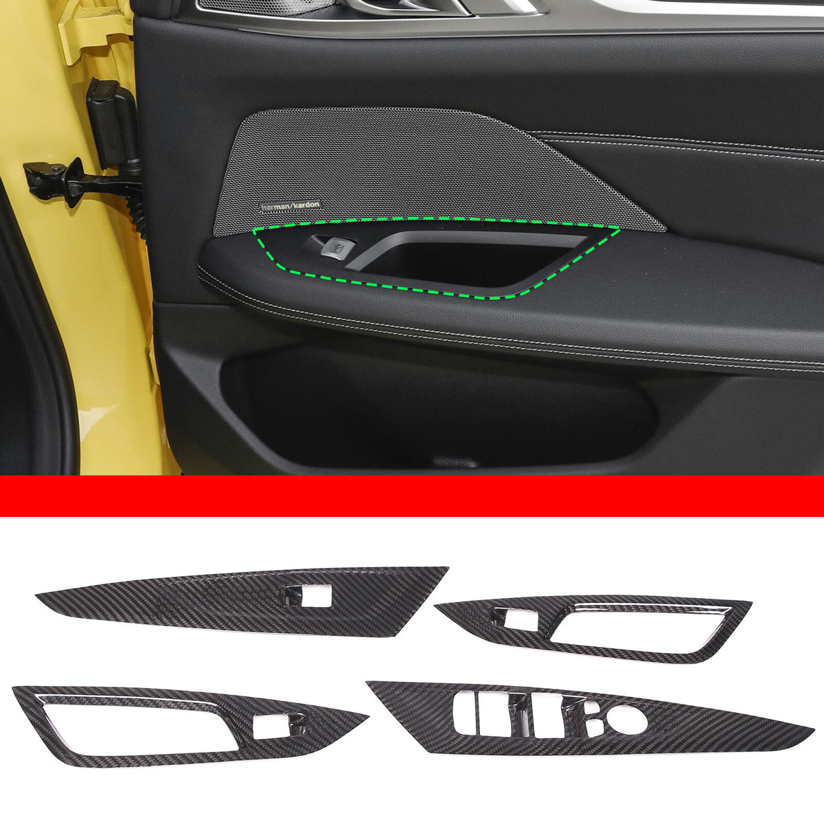 Real Carbon Fiber Window Lift Button Trim Cover For BMW 4 Series G26 2021-22 3
