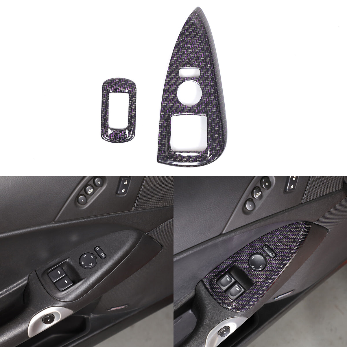 Real Carbon Fiber Window Lift Switch Button Trim Frame For Corvette C6 2005-2013 24