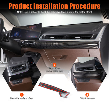 ABS Carbon fiber Interior Dashboard Cover Strip Trim Cover For BMW X1 2023-2025 6