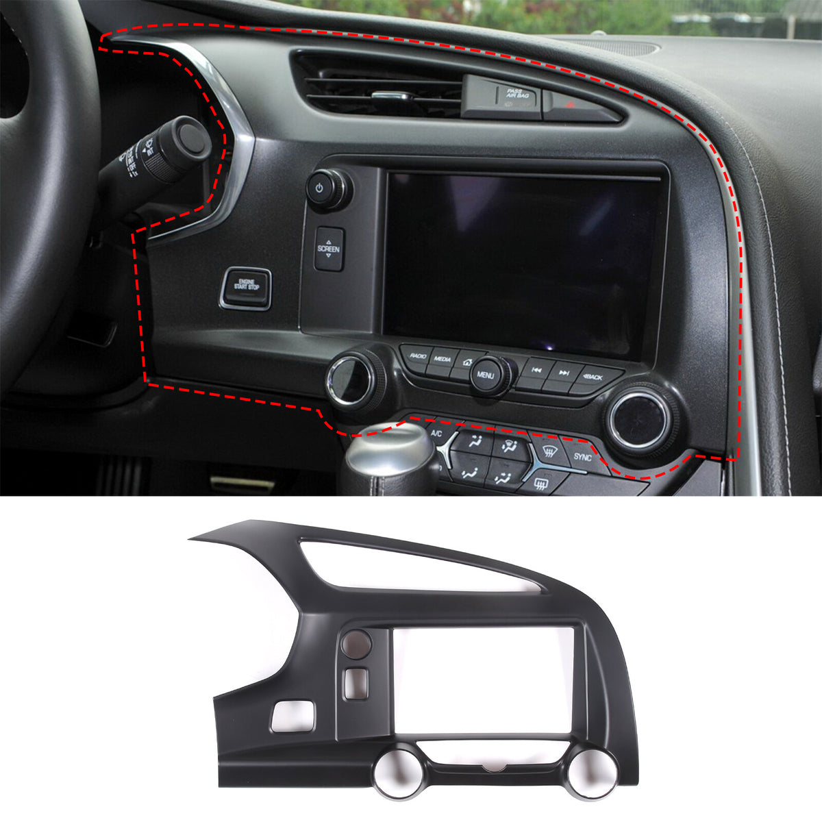 Matte Black AC Air Vent GPS Panel Trim Cover For C7 Corvette Z51 Z06 2014 14-19 2