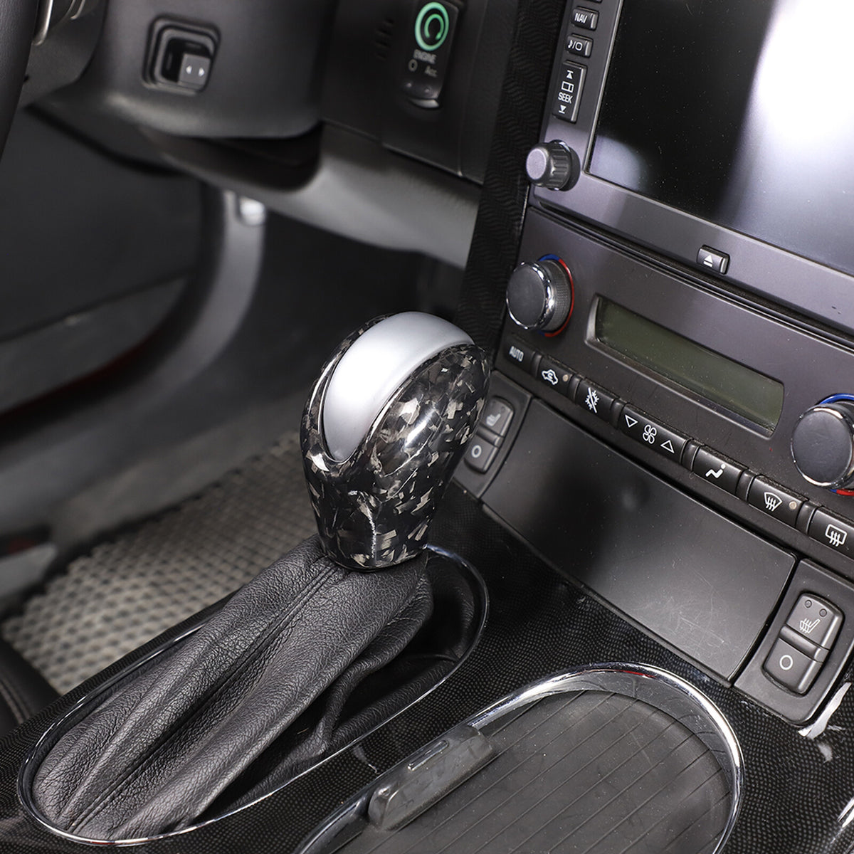 2pcs Forged Real Carbon Fiber Gear Shift Knob Trim Cover Set For Corvette C6 11