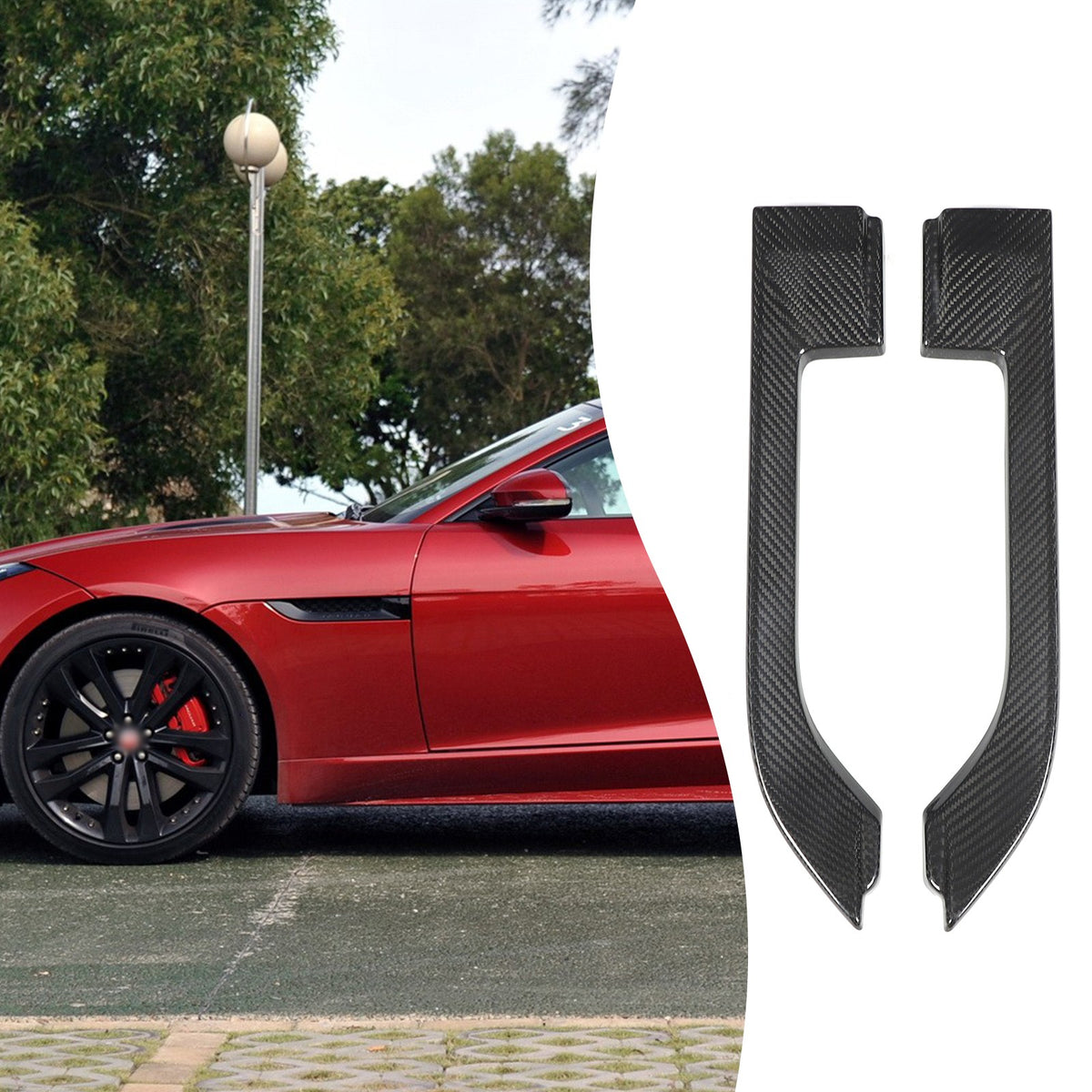 Real Carbon Fiber Fender Air Vent Frame Trim For Jaguar F-TYPE X152 2013-2020 10