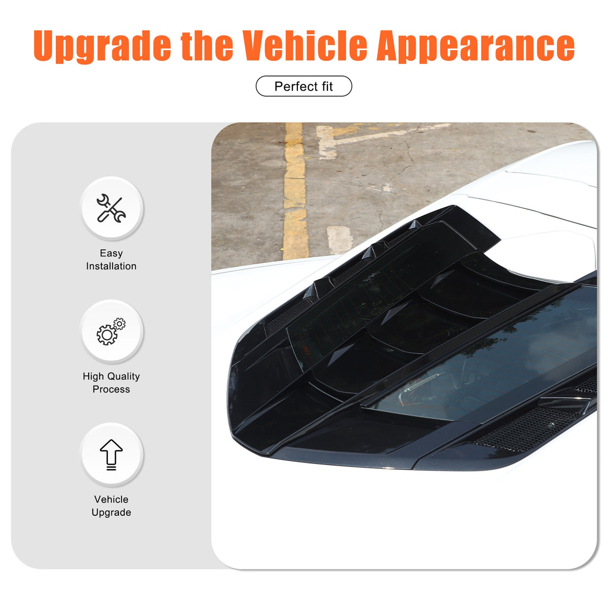 Piano Black Rear Split Window Applique Louver Trim For Corvette C8 Z51 2020+ 5