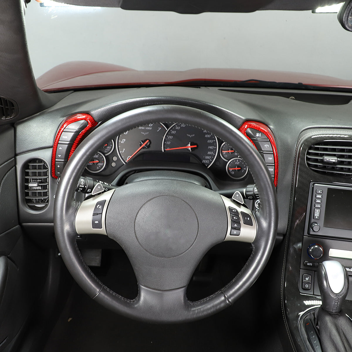 Red Carbon Fiber Dashboard Speedometer Side Cover Trim For Corvette C6 2005-13 8