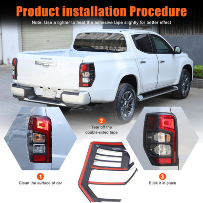 Matte Black Tail Lamp Lights Cover For Mitsubishi L200 Triton MR 2019-23 6