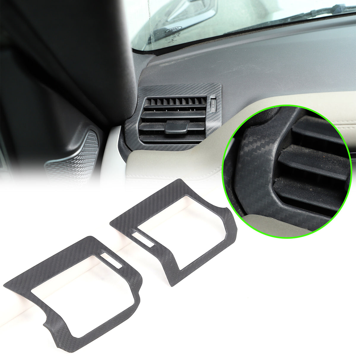 Matte Carbon Fiber Side Air Vent Outlet Panel Cover For LR Defender 2020-2024 2