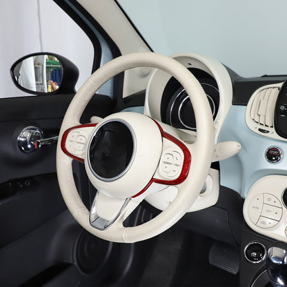Red Real Carbon Fiber Steering Wheel Trim For Fiat 500 Abarth 595 695 2016+ 11