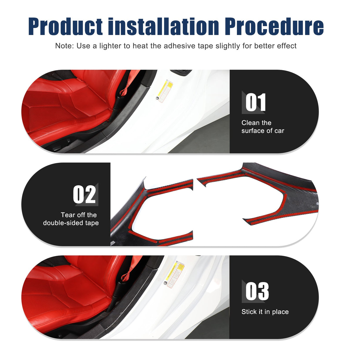 Real Carbon Fiber Interior Door Sill Plate Rear Trim For Corvette C8 2020+ US 5
