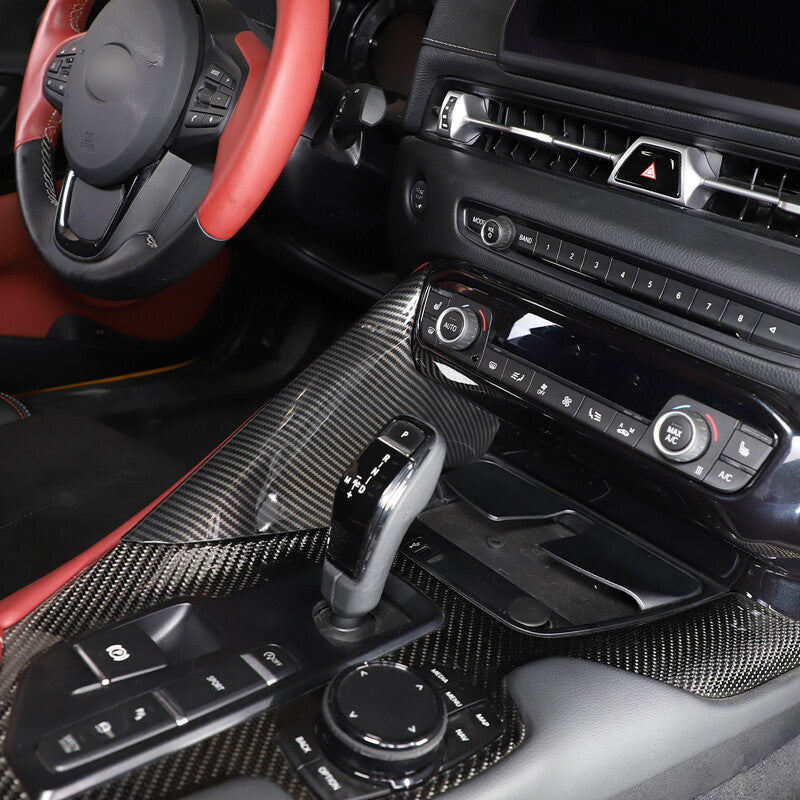 ABS Carbon Fiber Interior Gear Shift Panel Side Trim For Toyota Supra 19-24 7