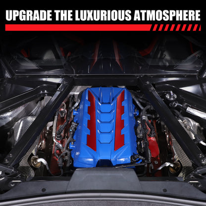 Blue Engine Bay Panel Cover Trim in Edge Red For Corvette C8 2020-26 12