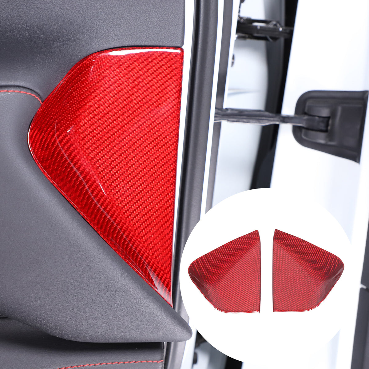 Red Carbon Fiber Dashboard Anti-collision Door Panel Trim Cover For Corvette C8 13