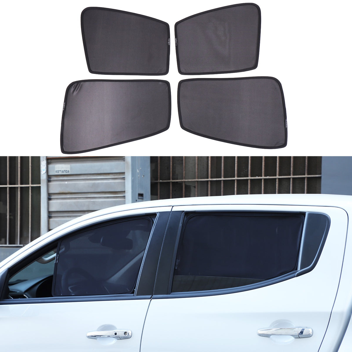 Front Rear Window Sun Shade Cover Mesh Shield For Mitsubishi L200 Triton 2015-23 13