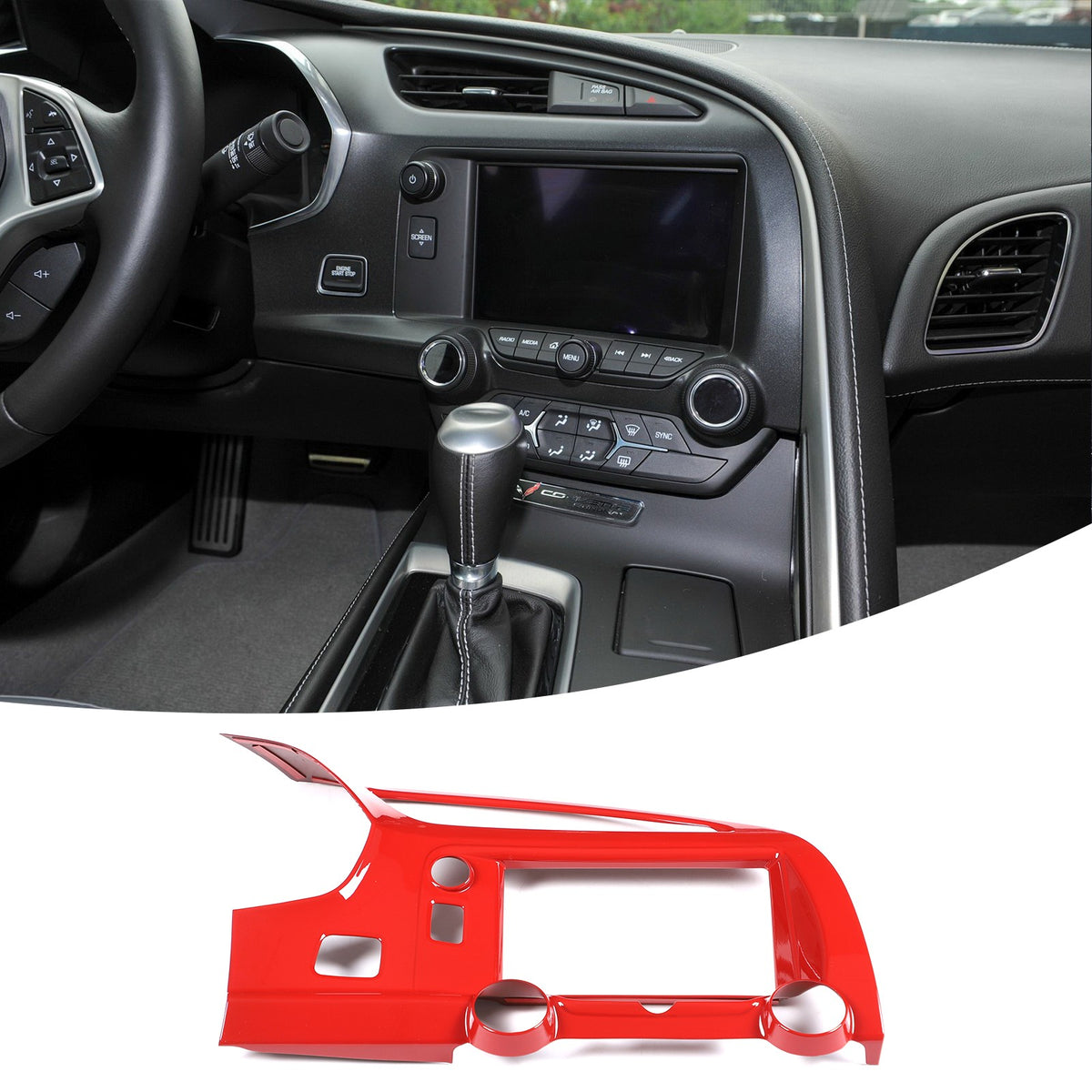 Sport Red ABS Center Console Air Vent Trim Set For Corvette C7 2014-2019 10