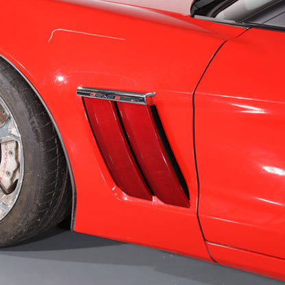 Red Real Carbon Fiber Side Fender Vents Panel Trim Kit For Corvette C6 2005-2013 7