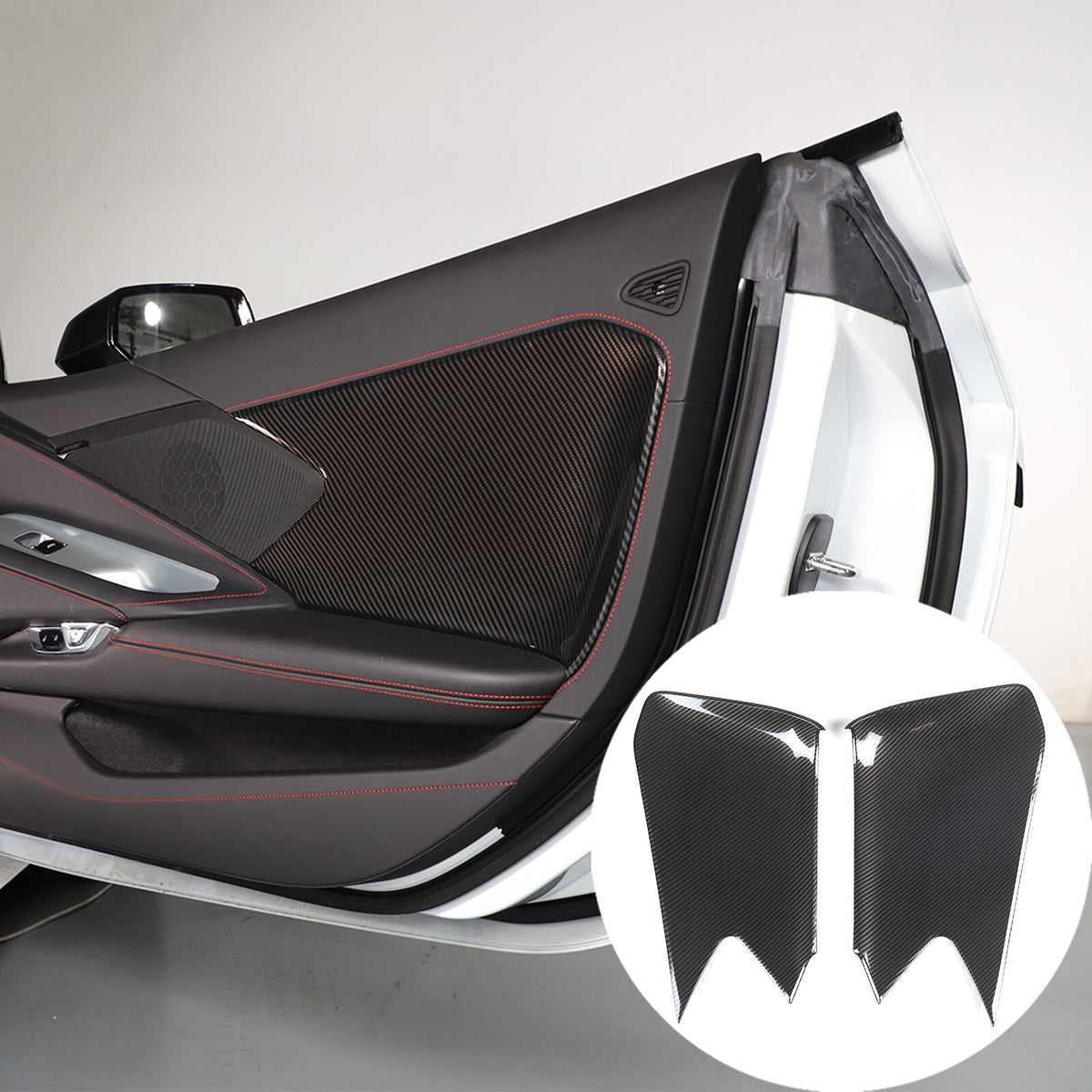 ABS Carbon Fiber Interior Door Anti-Kick Panel Cover Trim For Corvette C8 20+ US 10