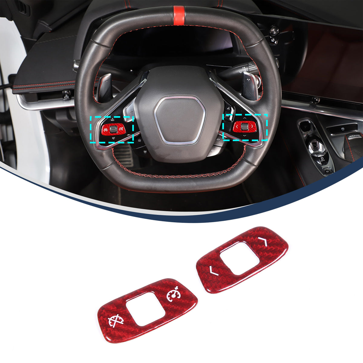 Red Real Carbon Fiber Interior Full Decor Cover Trim Kit for Corvette C8 2020-25 - Variants 21-25 38
