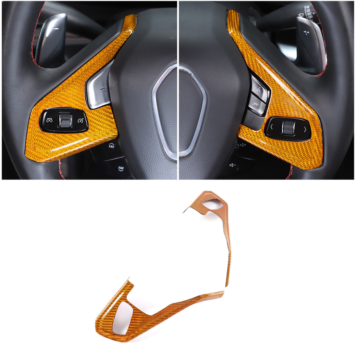 Real Carbon Fiber Steering Wheel Button Trim Cover For Corvette C8 2020-2026 - Variants 1-5 46