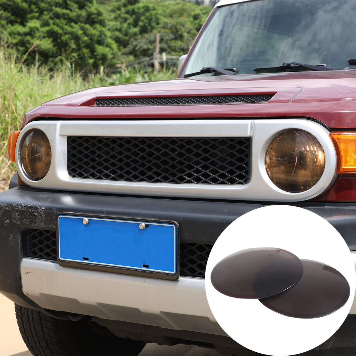 Black Smoked Front Left + Right Headlight Lens Cover For Toyota FJ Cruiser 07-21 2