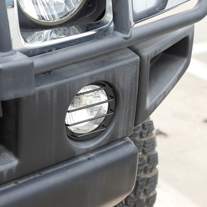2pcs Carbon steel Front Fog Light Lamp Silver Cover Trim For Hummer H2 2003-2009 6