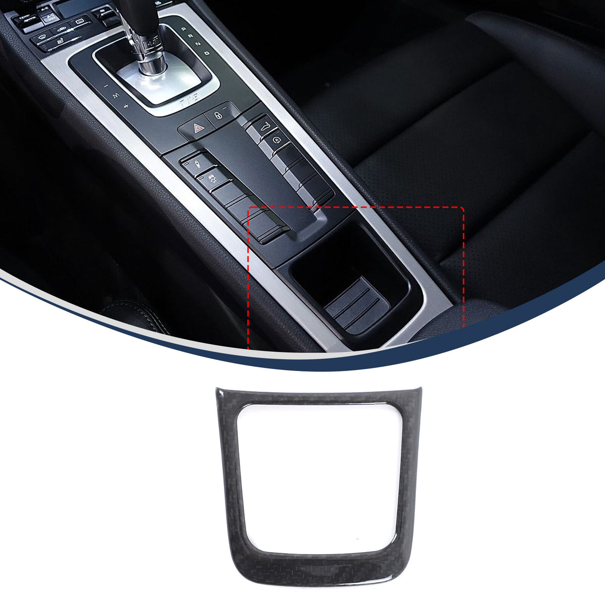 Real Carbon Fiber Center Console Cup Holder Trim For Porsche 718 16-19/911 12-18 2
