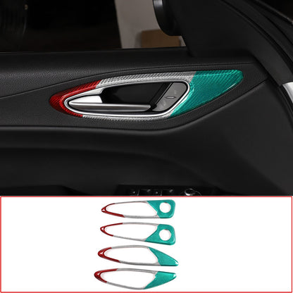 Tri-Color Real Carbon Fiber Inner Door Handle Trim For Alfa Romeo Giulia 2017-20 12