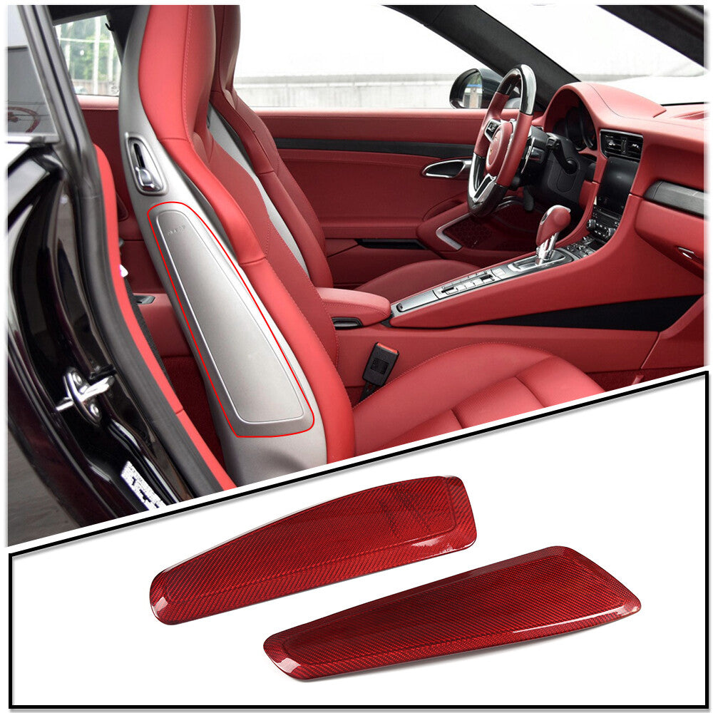 Red Carbon Fiber Interior Seat Side Panel Trim Cover for Porsche 911 718 15-20 3