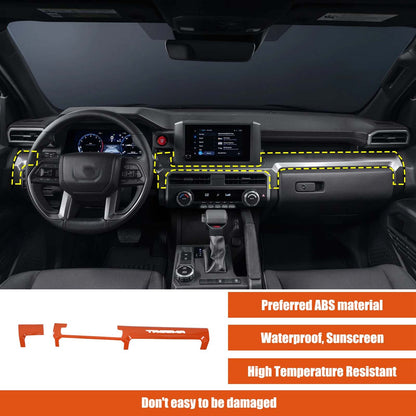 Orange Center Console Trim Strip Cover For Toyota Tacoma SR/SR5 2024+ 15