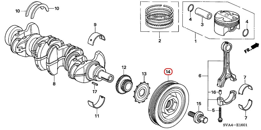 HONDA ACURA Genuine RSX CIVIC SI K20 HARMONIC BALANCE PULLEY 13810-RRB-A01 OEM 3
