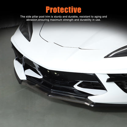 White ABS Front Bumper Center Grille Frame Trim Cover For Corvette C8 2020+ 6