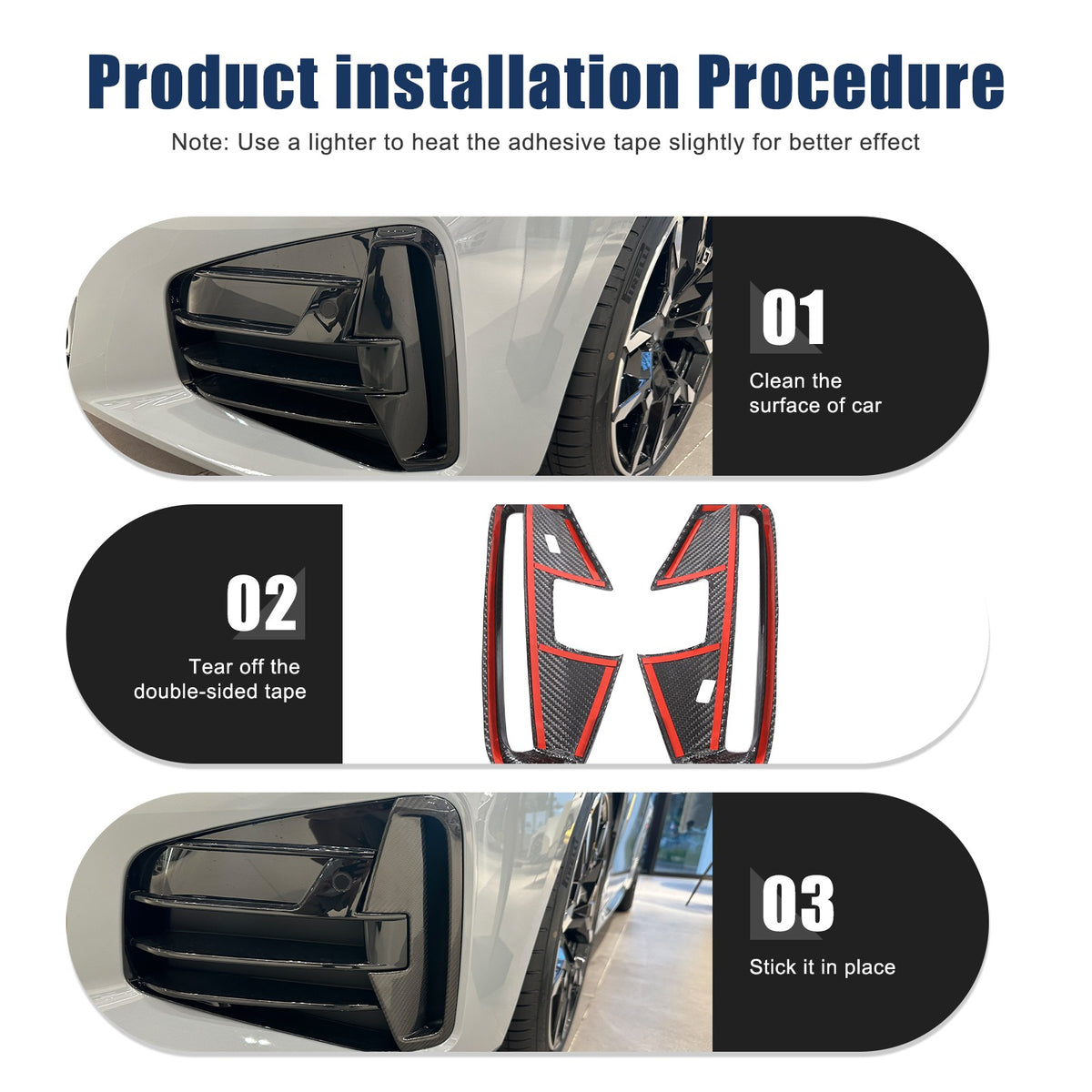 Real Carbon Fiber Front Fog Light Lamp Trim Cover For BMW BMW 4 Series 2022 24