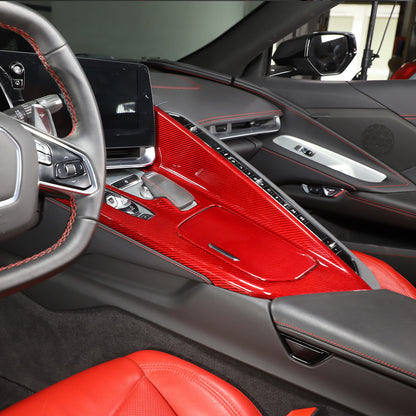 Red Real Carbon fiber Interior Center Cover Trim Kit Set for Corvette C8 20-25 8