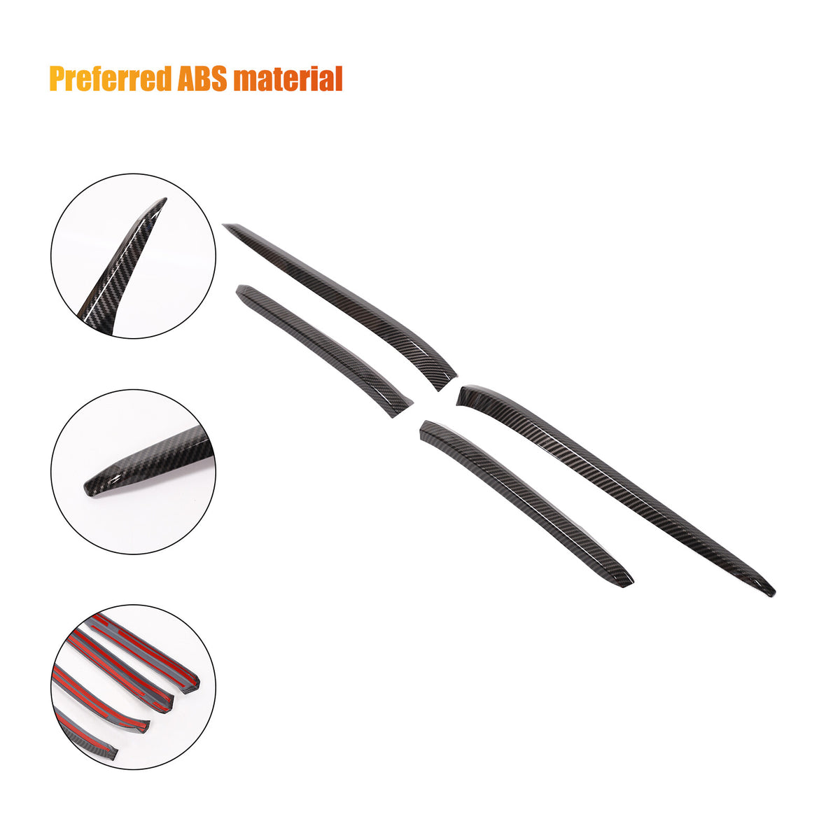 ABS Carbon Fiber Front & Rear Bumper Corner Trim Set For Cadillac Escalade 21-23 3