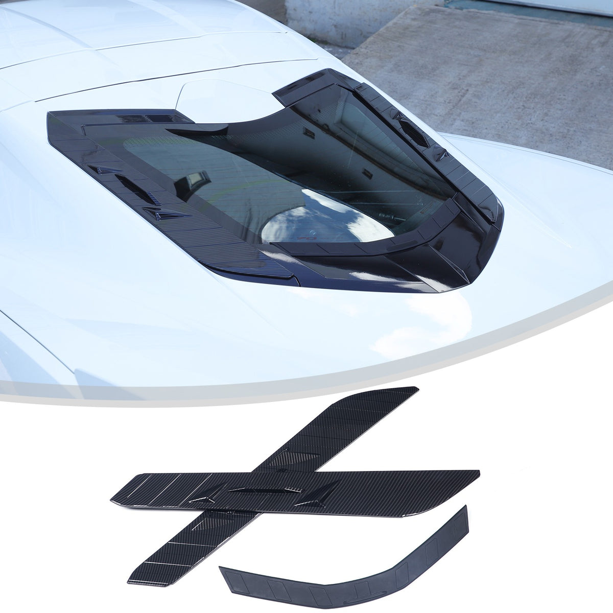 ABS Carbon Fiber Rear Hood Wash Waterproof Trim Cover For Corvette C8 2020+ 5