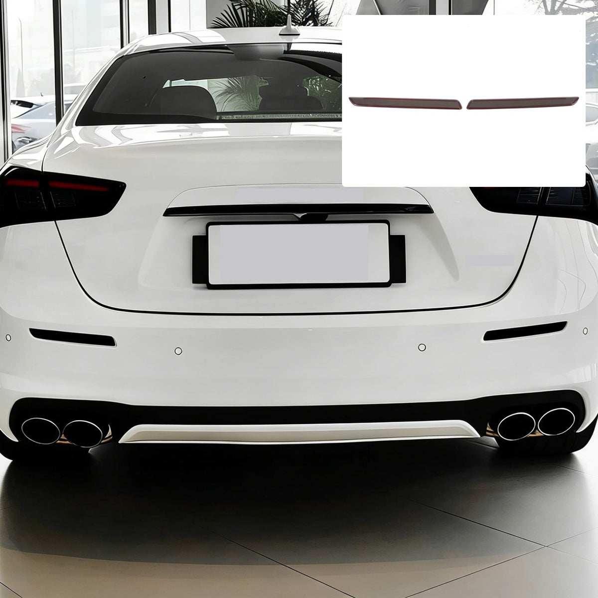 Smoked Black Rear Fog Tail Light Lamp Cover Trim For Maserati Ghibli 18-23 US 9