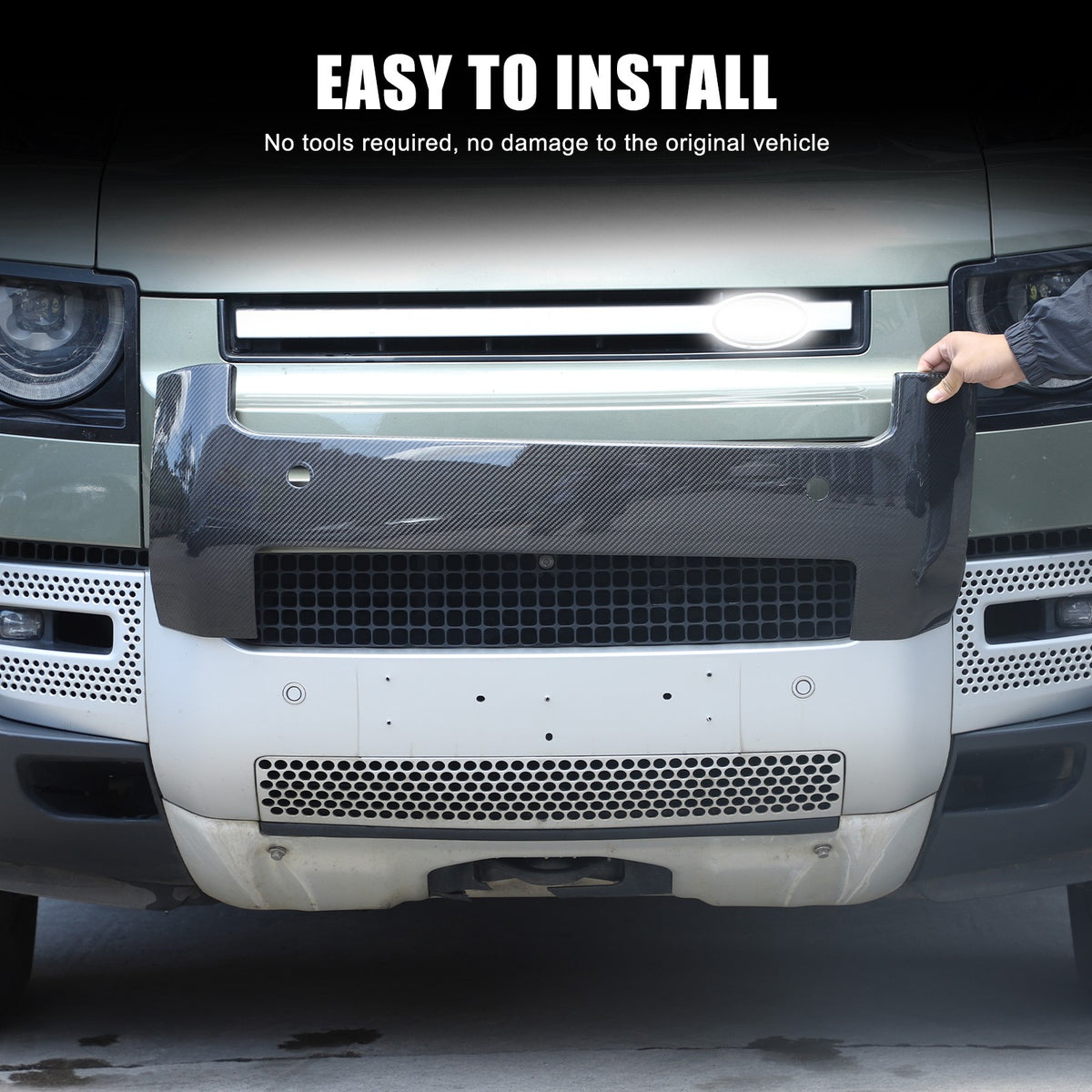 Real Carbon Fiber Front Bumper License Plate Base Trim For LR Defender L663 20+ 10