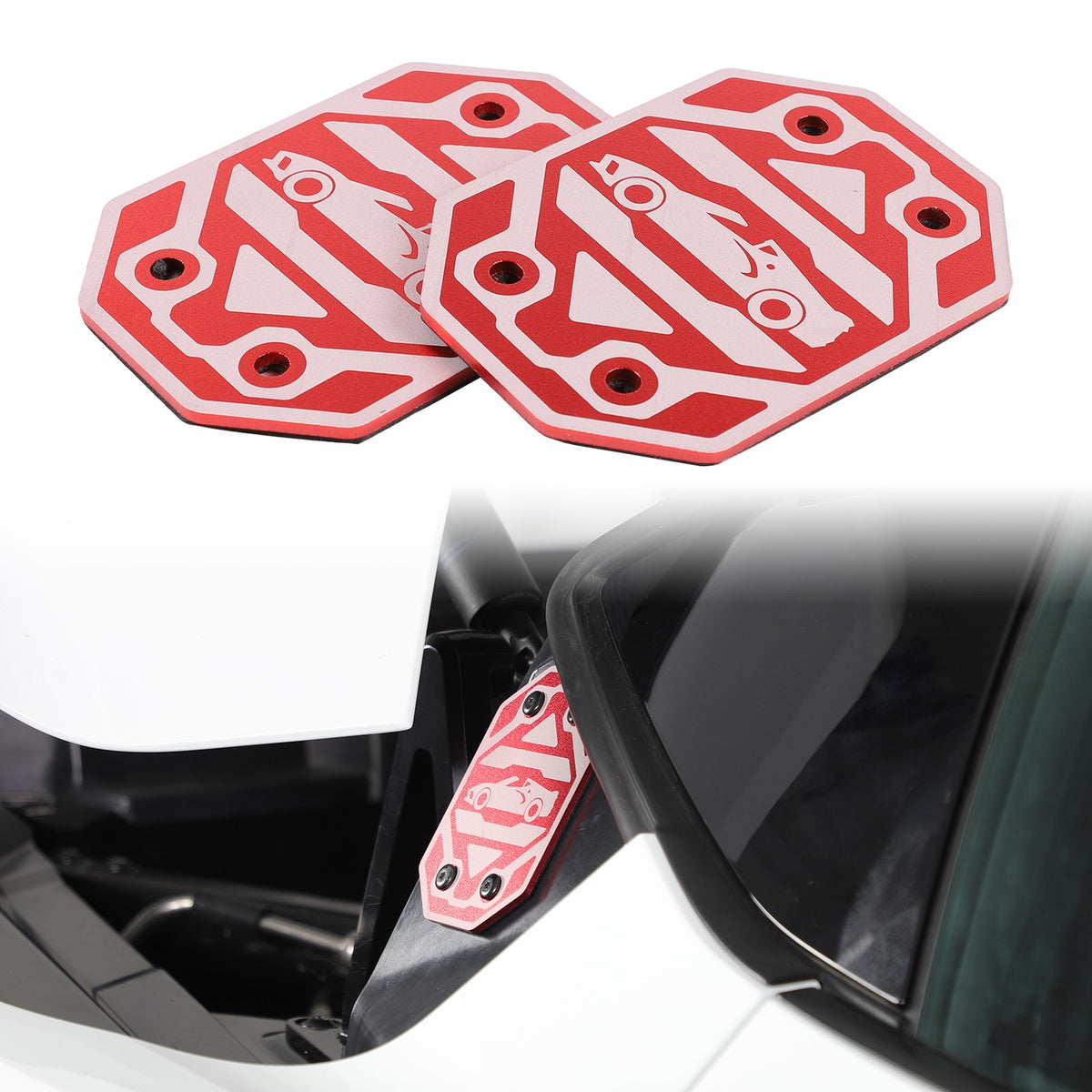 Replacement Red Aluminum Rear Quarter Window Emblem Badge For Corvette C8 20+ US 6