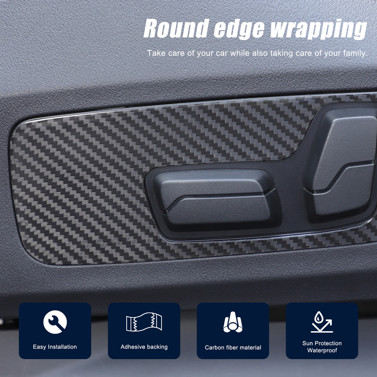 Real Carbon Fiber Seat Adjustment Button Frame Trim For BMW X1 U11 2023-2024 7