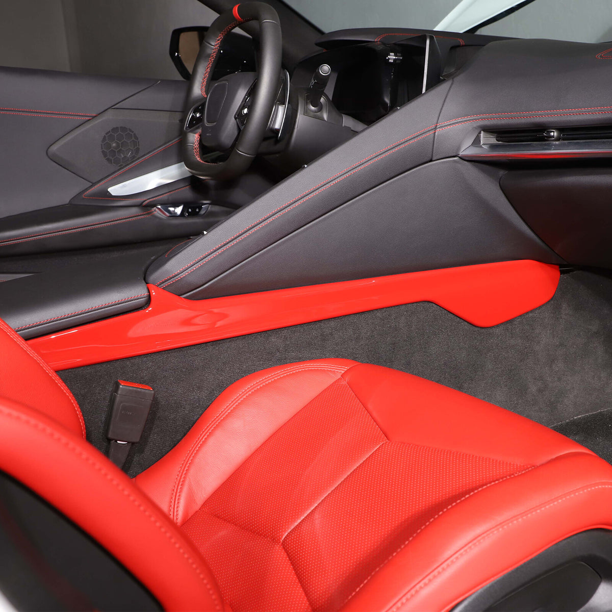 ABS Red Car Side Center Console Strips Trim For Corvette C8 Z51 Z06 2020-26 US 4