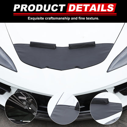 PU Leather Car Bonnet Hood Bra Wind & Bug Deflectors For Corvette C8 2020-26 US 7